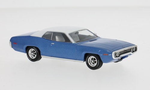 Plymouth Satellite Sebring Plus 1971 Blauw/Wit - 1:43 Plymouth Satellite Sebring Plus 1971 Blauw/Wit - 1:43